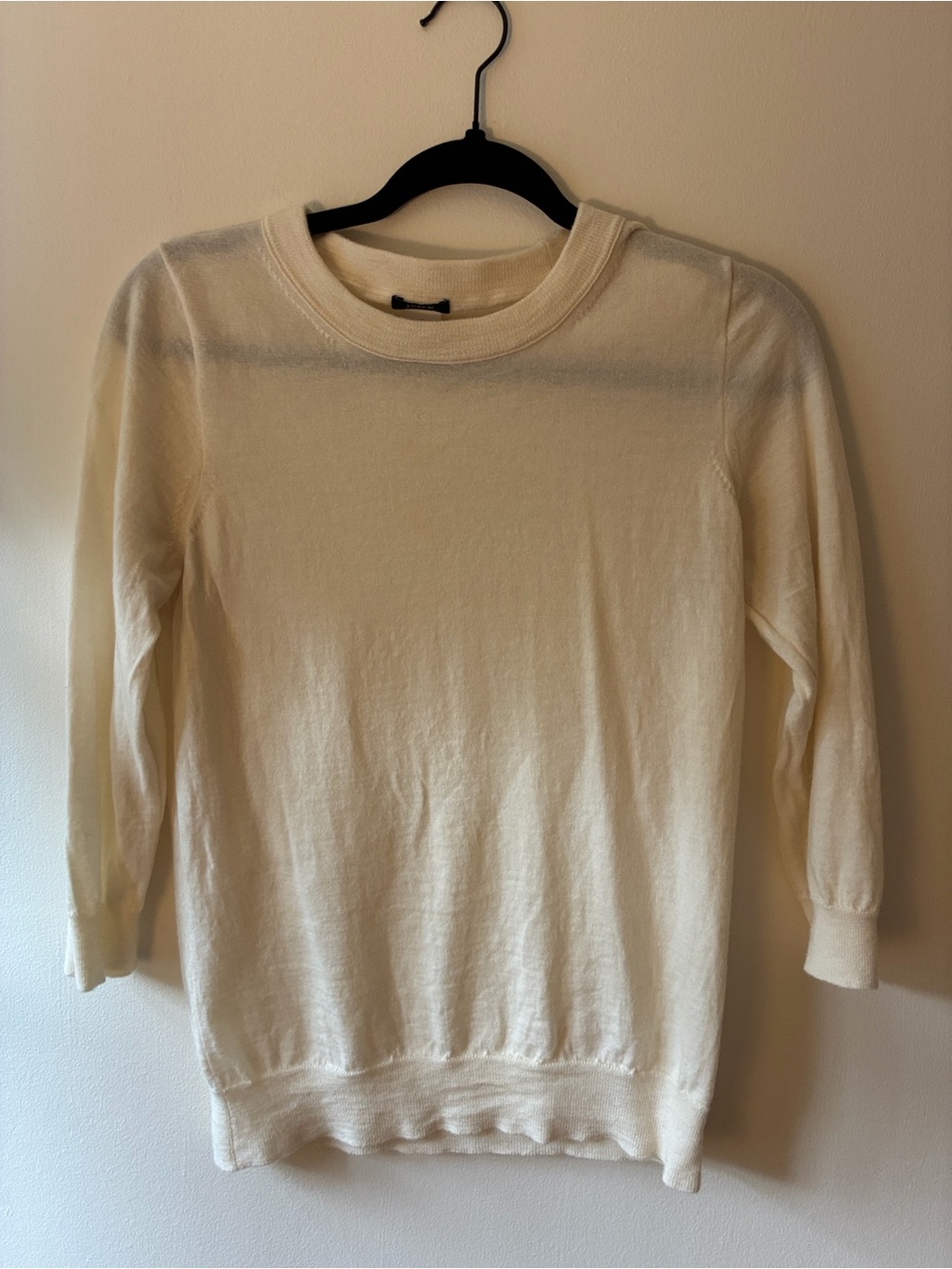 J. Crew Cream 100% Merino Wool Lightweight Crewneck Sweater